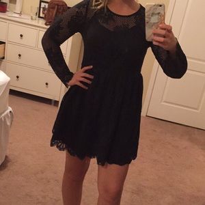 Black lace mid-length dress